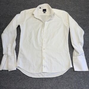 David Donahue Trim Fit White Tuxedo Shirt 15.5 34/35 French Cuff 100% Cotton